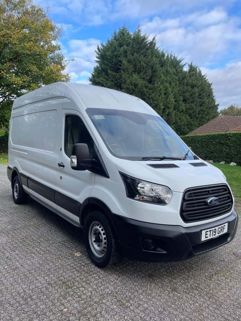 Front view of a large wheelbase parked in a driveway